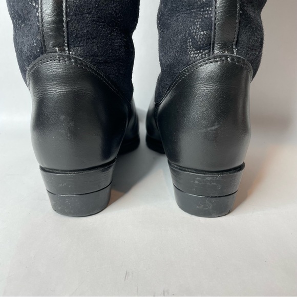 Pajar Black Suede & Leather Snake Print Shearling Fur Lined Winter Boots Size 6 - Picture 7 of 12